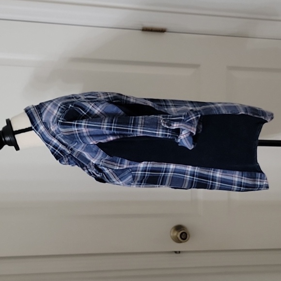 Ci Sono Plaid Collection Size M 3/4 Roll Tab Sleeve Blue Plaid Button Up Shirt - Picture 3 of 12
